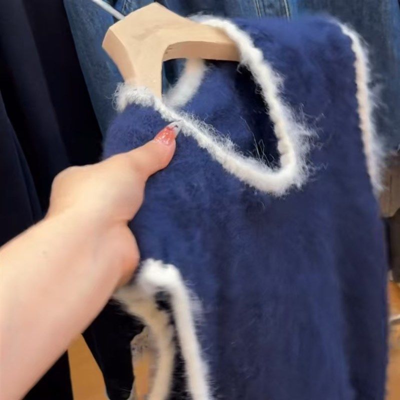 小文姐 W0978-冬季休闲针织马甲外穿修身显瘦内搭保暖毛衣背心