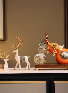 新中式招财葫芦摆件玄关酒柜办公室桌面装饰乔迁搬家送礼高档礼品