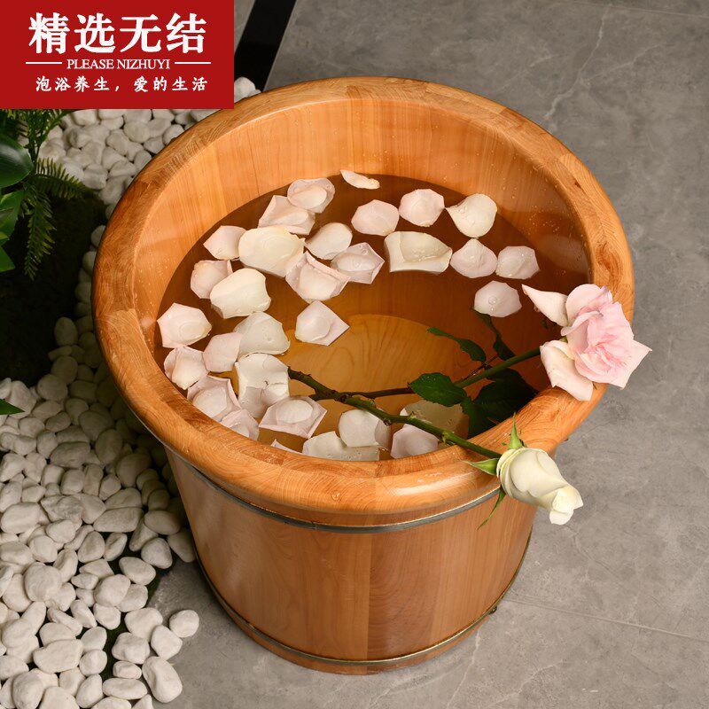香柏木40cm高泡脚木桶无结巴洗脚桶高端无节巴大内径足疗洗脚木盆