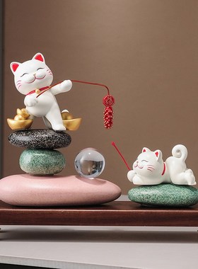 时来运转招财猫摆件玄关客厅办公室装饰品店铺前台收银台乔迁礼物