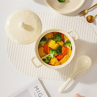 双耳大号汤碗家用2024新款奶油风陶瓷泡面碗带盖螺蛳粉碗高级感