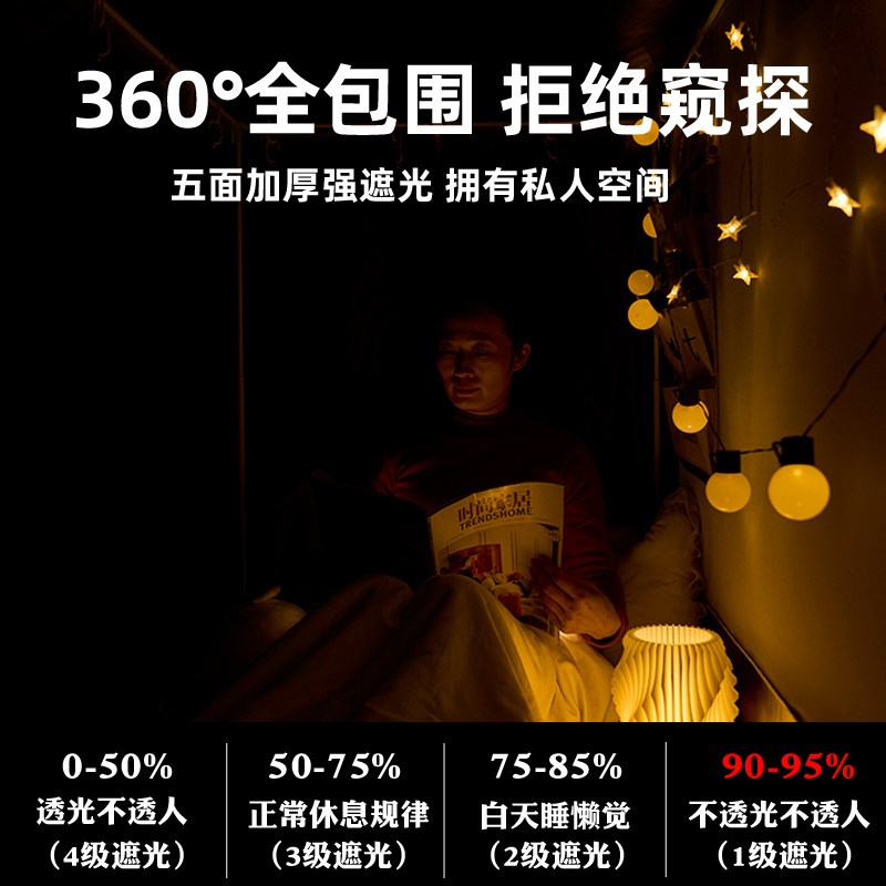 学生宿舍强遮光全封闭床帘蚊帐一体式上铺专用遮挡帘男女寝室窗帘