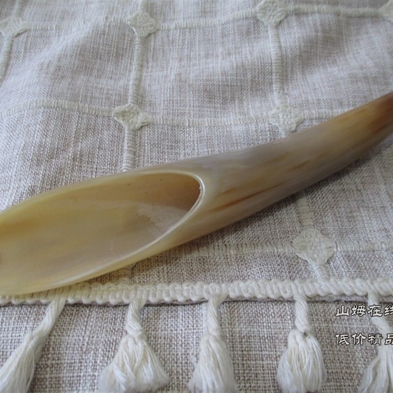 天然白牦牛角刮痧筒大号按摩板茶勺足底点穴棒全身通用拨经拔筋棒