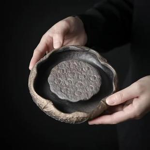 茶道 暖小瓷岩矿粗陶壶承可以养花种水培干泡台茶盘壶垫壶托日式