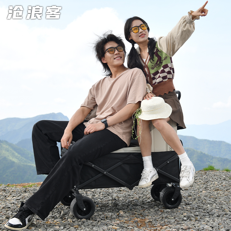 沧浪客露营推车可折叠户外手推大号野餐车营地儿童旅行摆摊小推车
