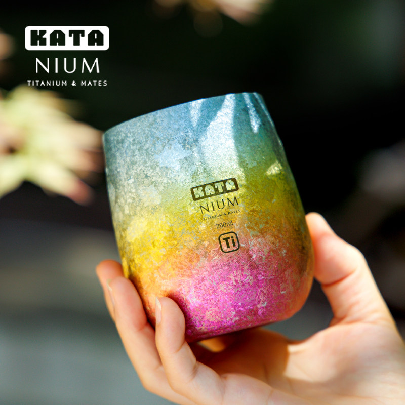katanium卡钛纯钛结晶彩钛鹅蛋杯双层钛杯随手杯咖啡杯便携钛水杯