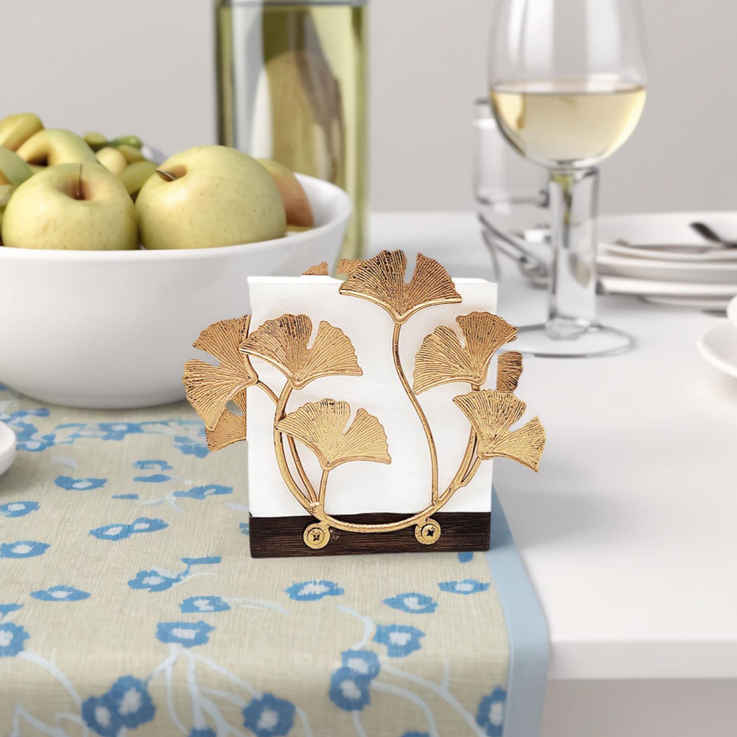 北欧铁艺银杏叶厨房家用桌面餐巾纸架子纸巾夹纸座托收纳置物创意