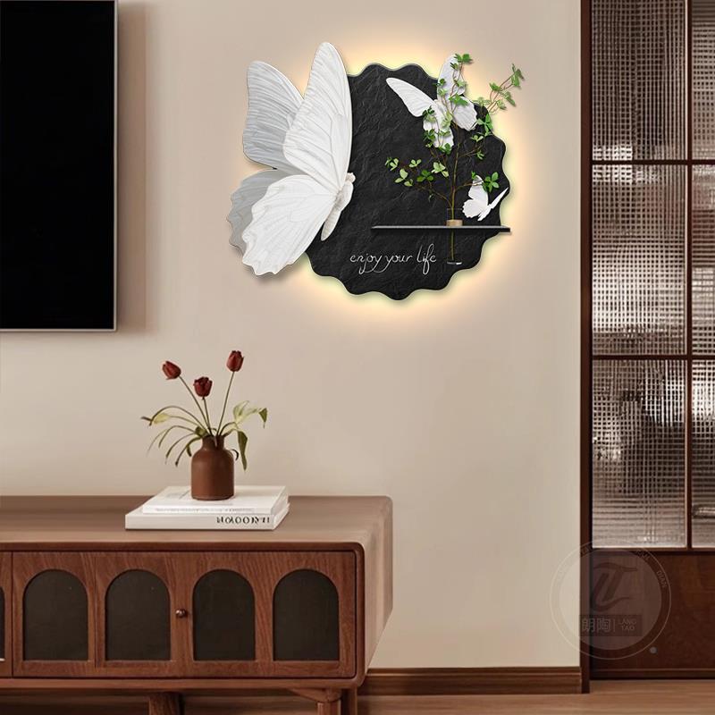 高级感餐厅装饰创意蝴蝶厅玄关立体砂绿岩植实物LT-高级画水培艺