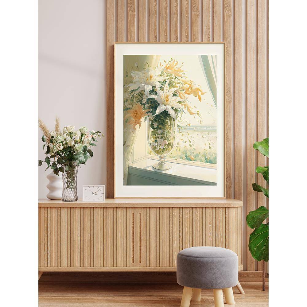 日N15436-N式客厅饰画玄关摆件沙发背景现卧简约装室床头画花代卉