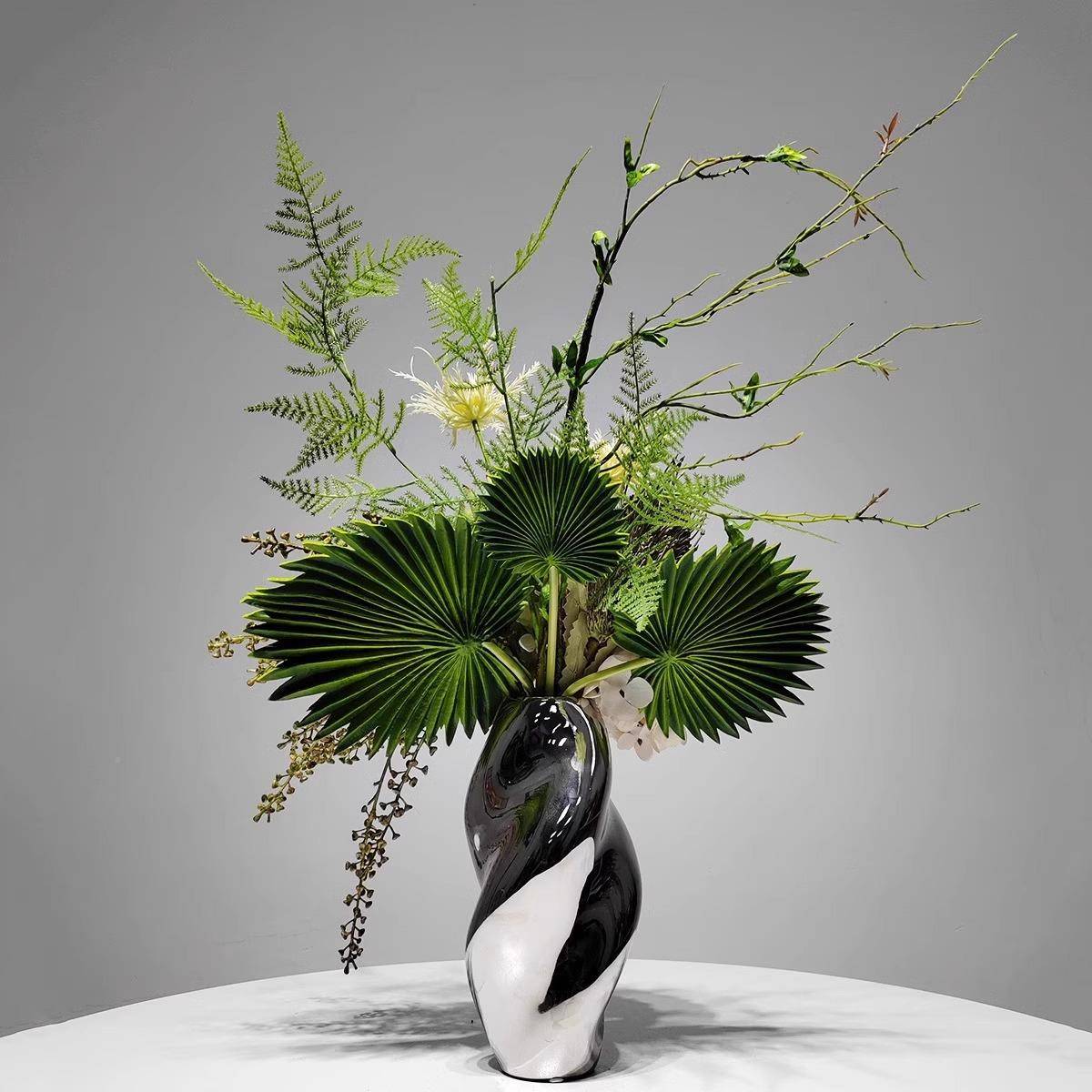 高级仿真花艺摆件现代轻奢高摆端装饰品店酒绿感QCU植客厅餐桌假