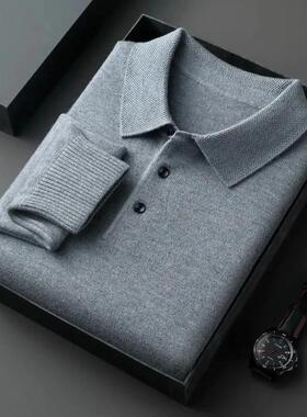 徒徒Jine新款中年针织衫翻领厚款纯色针织毛衣保暖打底衫男士