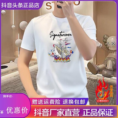 澜阙服饰Amphelisia简欧风合身夏季男短袖圆领冰感透气丝光棉T恤