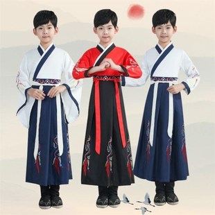 幼儿童古装汉服男童秦朝春秋战国时期丞相大臣官服商鞅表演出服装