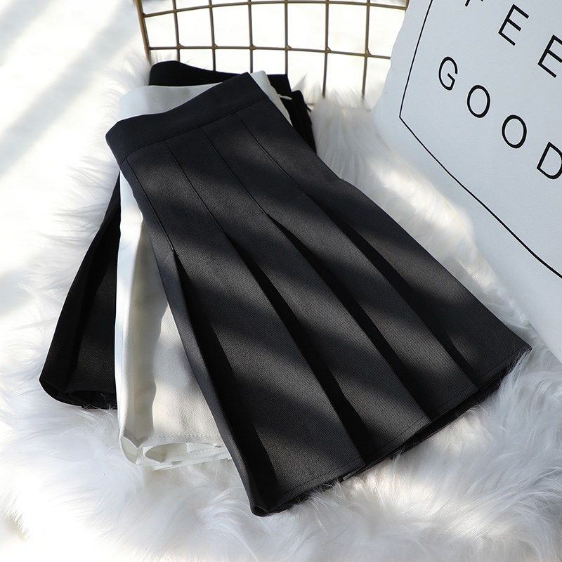 紫色百褶裙女春夏短款高腰a字显瘦百搭小个子短裙西装面料半身裙