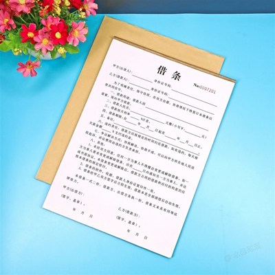 民间私人借款借条定做二联个人借钱合同欠款单通用借据抵押赊账本