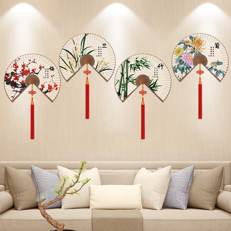 中国风荷花墙纸自粘客厅卧室沙发背景墙面装饰墙贴画创意贴纸布置图片