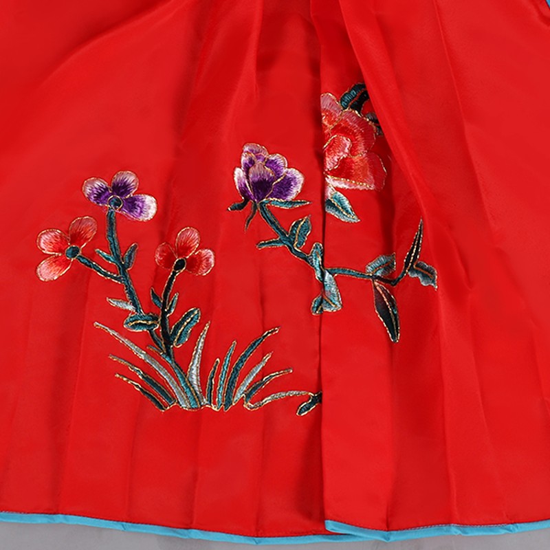 戏曲舞台演出服装 京豫剧绣花裙子花旦小姐百褶腰包 白马面大褶裙