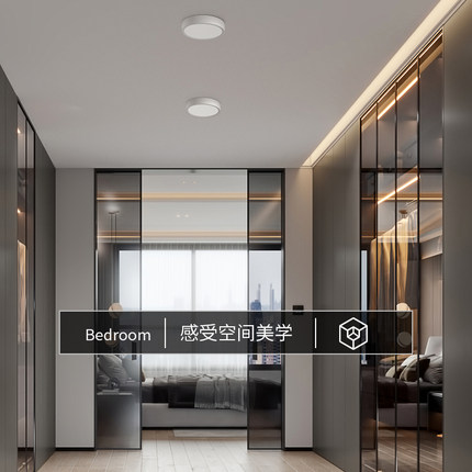 超薄明装筒灯圆形led小吸顶灯吊顶灯过道灯入户走廊玄关天花射灯