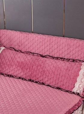 夹棉加厚双人长枕套1.5米法莱绒枕头罩长情侣单人夫妻水晶绒紫色