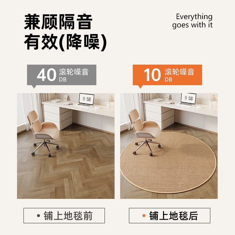 原木风圆形编织地毯客厅沙发茶几毯书房转椅地垫卧室衣帽间床边垫