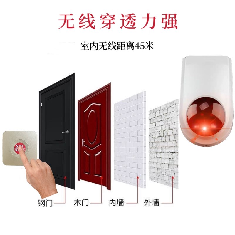 残疾人卫生间报警器无障碍公共厕所声光报警求助无线呼叫按钮