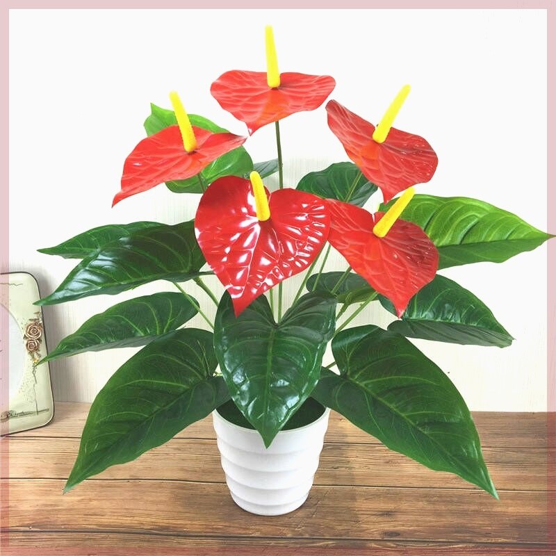 仿真绿植红掌假花客厅装饰绿色植物落地假花盆栽摆设绿萝小盆景