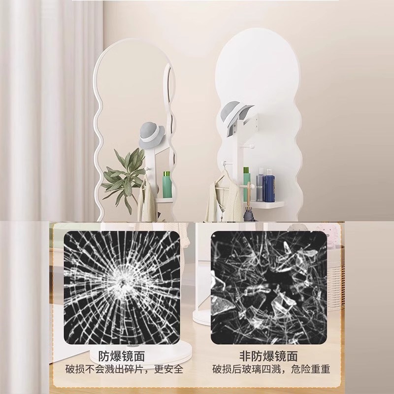 镜子全身镜落地镜家用女生卧室in风旋转穿衣镜衣帽架一体试衣镜