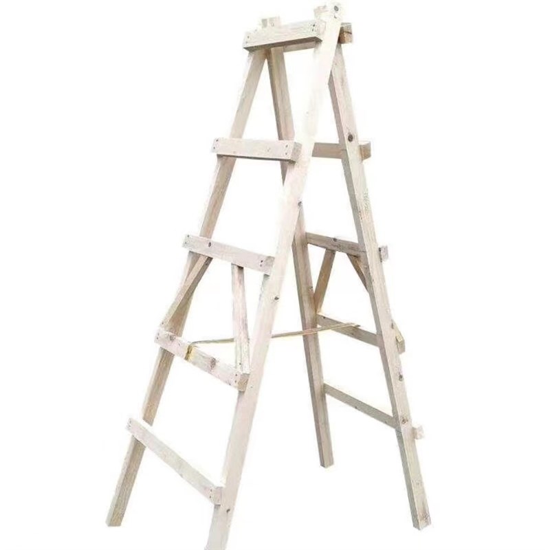 实木梯子木质梯工程木头人字梯可行走装饰家用登高折叠工地装修梯