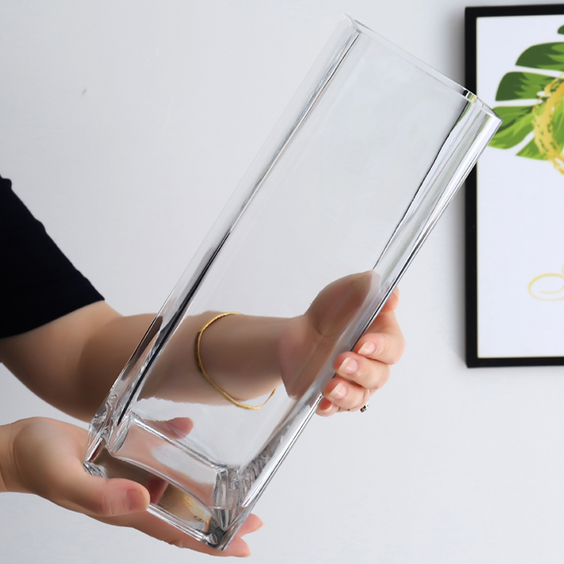 现代客厅玻璃花瓶插花仿真花富贵竹落地花瓶大号方缸