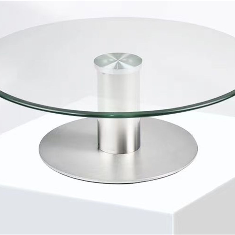 餐桌二层转盘钢化玻璃加高转盘饭店酒水展示台圆桌茶几家用旋转台