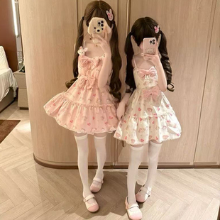 甜美可爱少女吊带连衣裙公主温柔纯欲风卡通小个子蝴蝶结蓬蓬短裙