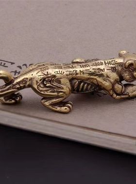 纯钥匙扣兵符虎符信物挂件老虎车钥匙黄铜铜器小铜玩微雕铜件挂饰