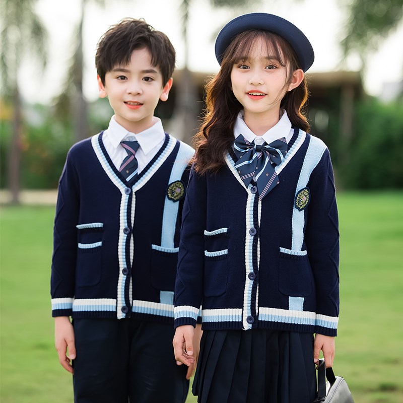 户外2024新款合唱服纯棉长袖jk二件套学院风针织礼服羊毛衫老师服