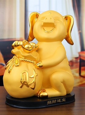 招财进宝猪摆件可爱生肖金猪聚宝盆工艺品办公室摆设店铺开业礼品