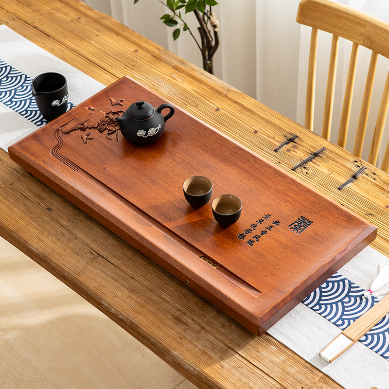 畅宏实木茶盘整块花梨木简约茶台功夫茶具茶托木质茶海家用办公室