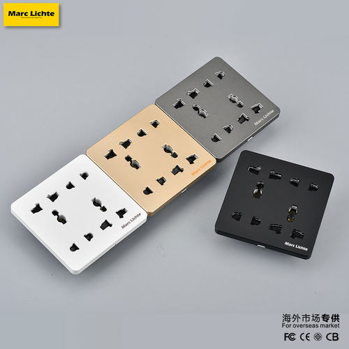 86型暗装金色多功能10孔插座二二三三插座墙壁英港式13A多孔插座