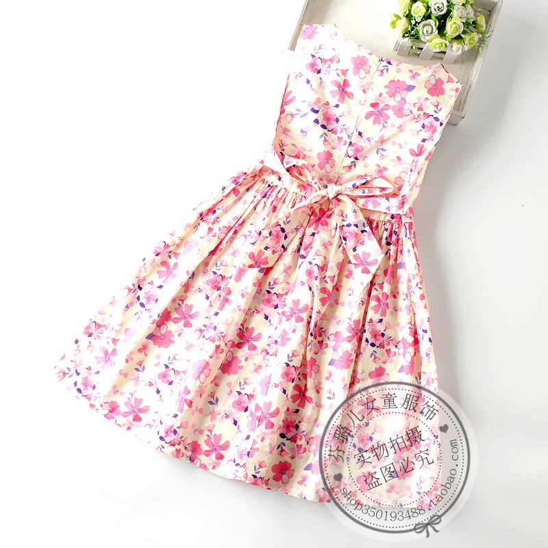 女童碎花连衣裙夏装儿童女孩夏季洋气纯棉无袖背心裙甜美公主裙子
