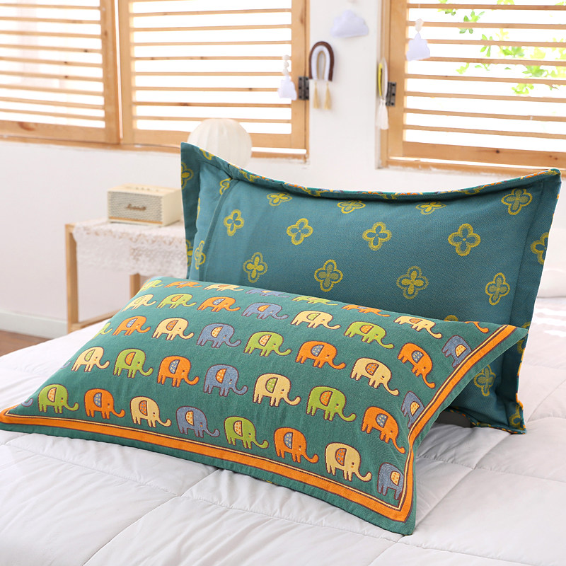 纯棉纱布枕套一对装全棉加厚加大枕头套单人吸汗透气成人款枕芯套