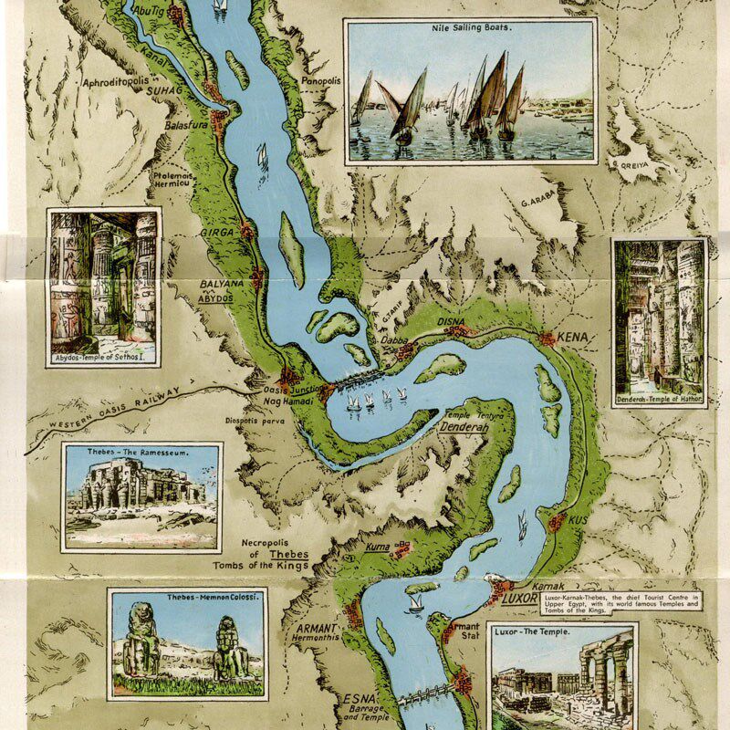 埃及尼罗河流域文明地图 开罗古迹风景文化人文风俗地理历史墙画