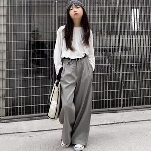 豆丁奇遇儿童春夏口袋设计感棕色西装裤子直筒阔腿长裤大童男女童