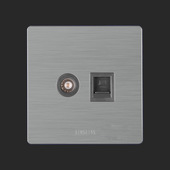 86型暗装 不锈钢超薄有线电视闭路插座网络网线面板电视电脑插座