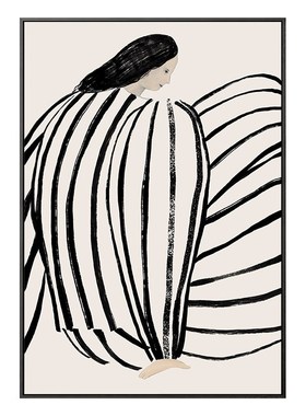 北欧风格客厅装饰画复古人物线条墙壁画抽象艺术卧室餐厅摆台挂画