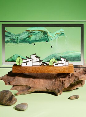 马鹿从前慢流沙画摆件沙漏装饰客厅办公室桌面生日礼物解压治愈