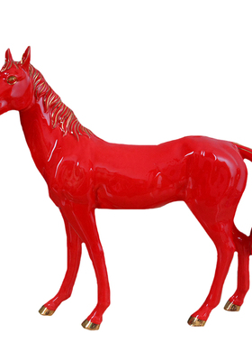 德化瓷器化红色陶瓷马到成功摆件创意可爱十二生肖家居摆设工艺品