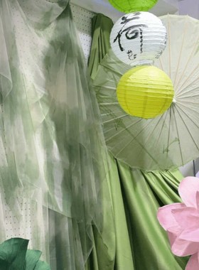 夏日网红打卡场景布置工艺伞道具橱窗造景中式空间装置拍照背景布