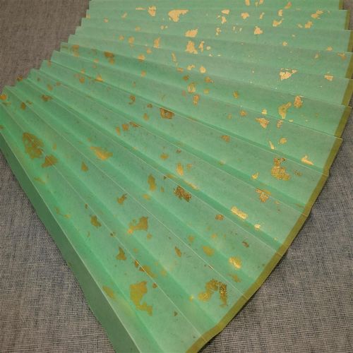 折扇 宣纸绿色洒金扇面 超薄 苏工 9.5寸18方排口2.0 耐用熟宣