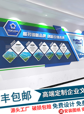 高级企业文化墙定制公司员工团队风采前台形象展示墙3d立体壁贴
