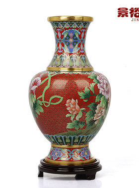 12寸景泰蓝铜花瓶客厅装饰品乔迁结婚礼物送老外生日礼品摆件