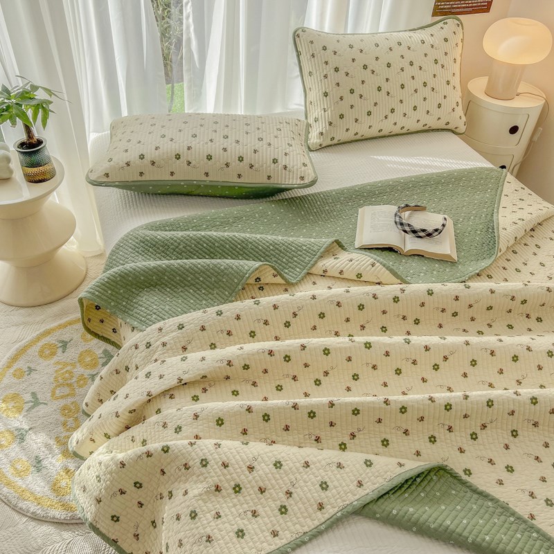 定制榻榻米床盖三件套双面水洗棉加厚夹棉绗缝全棉床单四季款