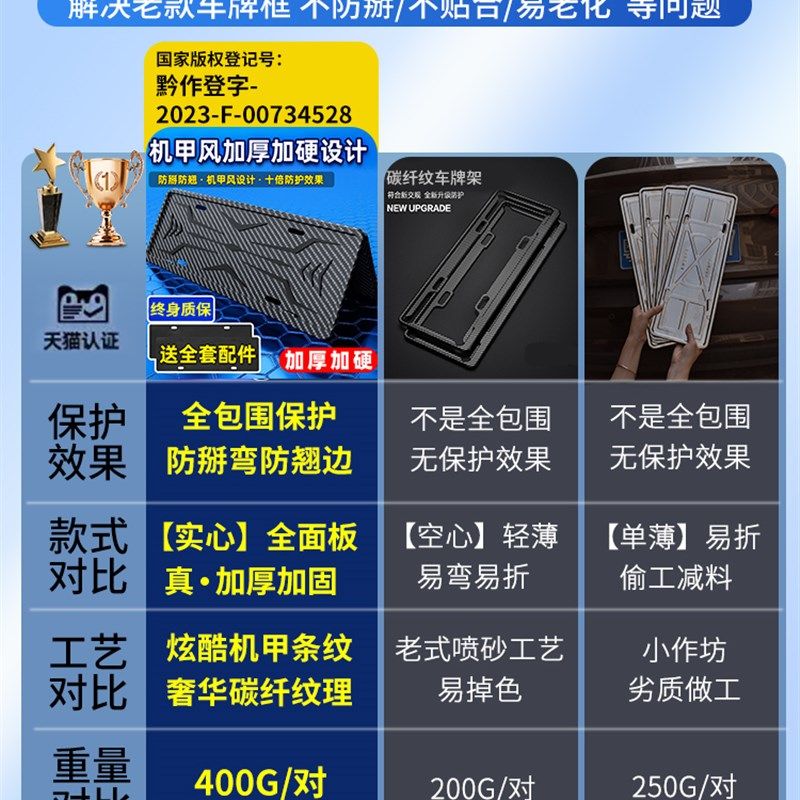 绿牌碳纤维托盘车牌边框蓝牌汽车牌照架小电动新能源牌装饰保护套